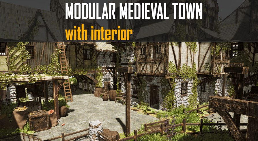 Modular Medieval Town with Interior (UE)